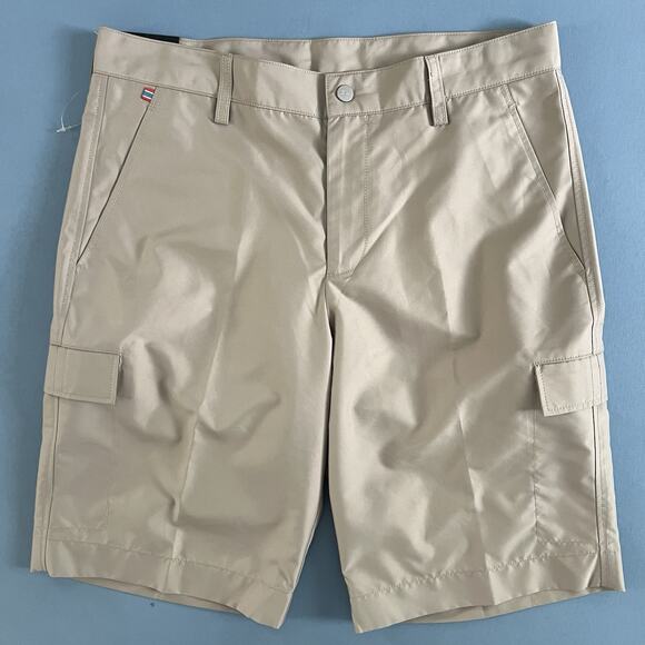 NWT J. Lindeberg Lawrence Micro Twill Beige Khaki Regular Fit Golf Shorts - Picture 1 of 5